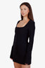 Acne Studios Black Wool Blend Square Neck Long Sleeve Corset Mini Dress Size 38