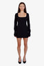 Acne Studios Black Wool Blend Square Neck Long Sleeve Corset Mini Dress Size 38