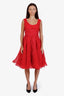 Dolce & Gabbana Red Lace-Detailed Sleeveless Midi Dress Size 44