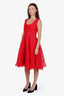 Dolce & Gabbana Red Lace-Detailed Sleeveless Midi Dress Size 44
