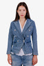 Balmain Blue Cotton Single Breasted Blazer Size 16A