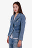 Blazer Balmain bleu en coton, simple boutonnage, taille 16A