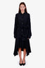 Acne Studios Black Silk Blend Button Down Layered Shirt Dress Size 38