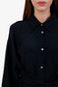 Acne Studios Black Silk Blend Button Down Layered Shirt Dress Size 38