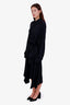 Acne Studios Black Silk Blend Button Down Layered Shirt Dress Size 38