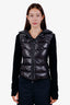 Moncler Black Down Fleece Paneled Hooded Jacket Size S