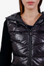 Moncler Black Down Fleece Paneled Hooded Jacket Size S