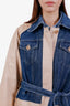 Sandro Beige/Blue Denim-paneled Belted Trench Coat Size 40
