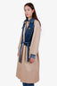 Sandro Beige/Blue Denim-paneled Belted Trench Coat Size 40