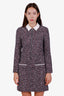 Maje Navy/Red Tweed Zipper Mini Dress Size 1