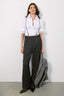Smythe Grey Wool Linen Blend Herringbone Wide Leg Trouser Size 6