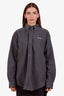 Miu Miu Grey Logo-Embroidered Oversized Fleece Shirt Size 40