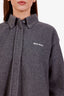 Miu Miu Grey Logo-Embroidered Oversized Fleece Shirt Size 40