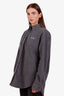 Miu Miu Grey Logo-Embroidered Oversized Fleece Shirt Size 40