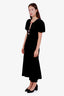 Self-Portrait Black Velvet Crystal-Embellished V-Neck Midi Dress Size 6
