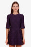 Dolce & Gabbana Purple Floral Jacquard Crystal Embellished Mini Dress Size 38
