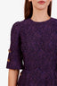 Dolce & Gabbana Purple Floral Jacquard Crystal Embellished Mini Dress Size 38