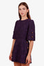 Dolce & Gabbana Purple Floral Jacquard Crystal Embellished Mini Dress Size 38