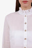Pre-Loved Chanel™ 2021 White Cotton Sheer Ruffled Button Up Blouse Size 34