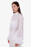 Pre-Loved Chanel™ 2021 White Cotton Sheer Ruffled Button Up Blouse Size 34
