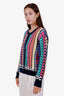 Pre-Loved Chanel™ 21K Multicolour Cashmere Striped Rainbow Letter Logo CC Cardigan Size 42