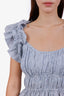 Ulla Johnson Blue/White Striped Linen Ruffled Sleeveless Blouse Size 4