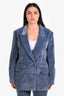 Frame Blue Velvet Double Breasted Slim Fit Blazer Size 10