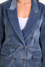 Frame Blue Velvet Double Breasted Slim Fit Blazer Size 10