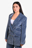 Frame Blue Velvet Double Breasted Slim Fit Blazer Size 10