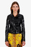 Off-White Black Patent Leather Biker Jacket Size 38