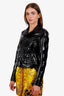 Off-White Black Patent Leather Biker Jacket Size 38