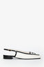 Pre-Loved Chanel™ 2026 Black/White Lambskin Leather CC Slingback 38C