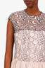 Lida Baday Beige/Black Lace Sleeveless Pleated Midi Dress Size 10