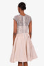 Lida Baday Beige/Black Lace Sleeveless Pleated Midi Dress Size 10