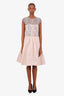 Lida Baday Beige/Black Lace Sleeveless Pleated Midi Dress Size 10