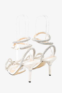 Mach Mach Cream Satin Bow Heeled Sandals Size 38.5