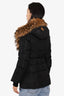 Mackage Black Double Zip Down Jacket with Fox Fur Collar Size X-Small