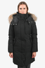 Mackage Black Leather Trim Down Parka with Tan Fur Hood Size S