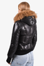 Mackage Black Puff Leather Fur Hooded Jacket Size XS
