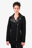 Mackage Black Wool Moto Style Coat with Leather Collar Size XS