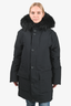 Mackage Blue Quilted Down Parka with Fur Hood Size M