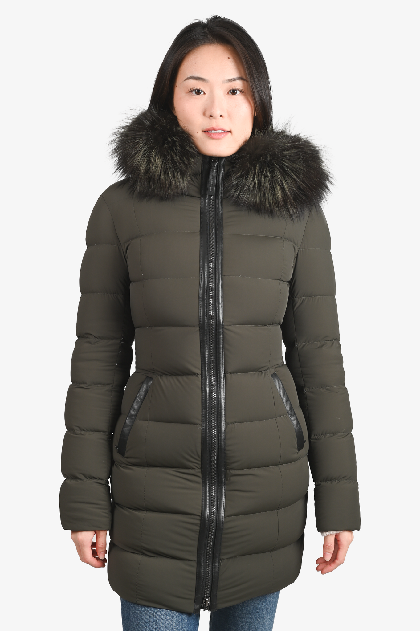 Mackage Green Down/Fox Fur Trim Hooded Jacket Size XS