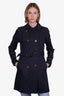 Mackage Navy Cotton Belted Trench Coat Size S