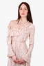 Magda Butrym Pink Silk Floral Ruffle Midi Dress Size 38