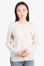 Maison Kitsune Light Beige Wool Fox Patch Cardigan Size M
