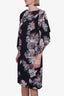 Maison Margiela Black Floral Print Asymmetrical Sleeve Dress Size 40