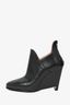 Maison Margiela Black Leather Pointed Toe Wedge Boots Size 37