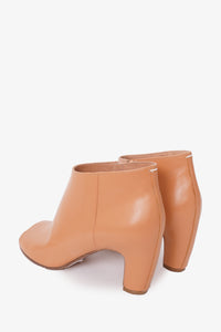 Maison Margiela Brown Leather Booties Peep Toe Heels Size 37
