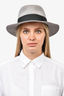 Maison Michel Paris Grey Wool Fedora Hat with Black Ribbon Trim Size M