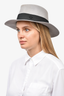 Maison Michel Paris Grey Wool Fedora Hat with Black Ribbon Trim Size M